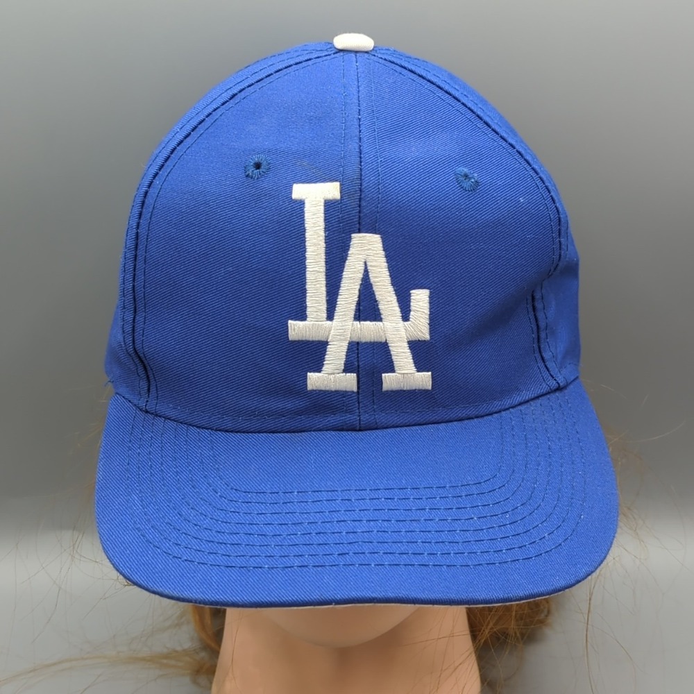 Vintage Los Angeles Dodgers Logo 7 Twill Snapback Hat Cap Royal Blue/White RARE
